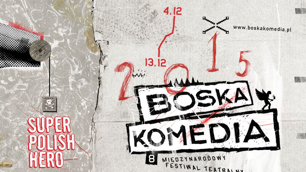 Międzynarodowy Festiwal Teatralny Boska Komedia to wielkie święto sceny - konkurs przedstawień, showcase oraz przegląd prapremier i debiutów w jednym. To także jedno z najważniejszych wydarzeń w polskim kalendarzu teatralnym. Festiwal potrwa od 4 do 13 grudnia 2015.