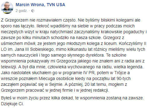 Marcin Wrona na Facebooku