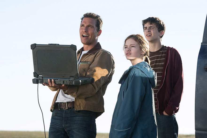 Matthew McConaughey, Mackenzie Foy i Timothée Chalamet w filmie "Interstellar"
