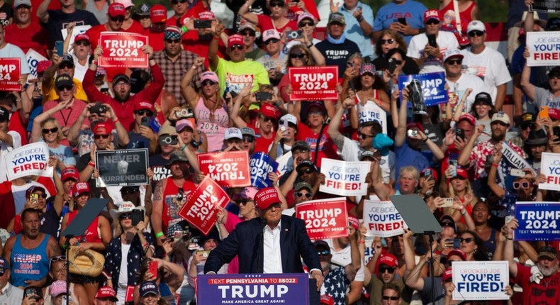 Former US President Donald Trump during a campaign event in Butler, Pennsylvania.REBECCA DROKE/Getty Images