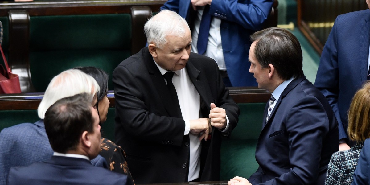 Jarosław Kaczyński i Zbigniew Ziobro w Sejmie