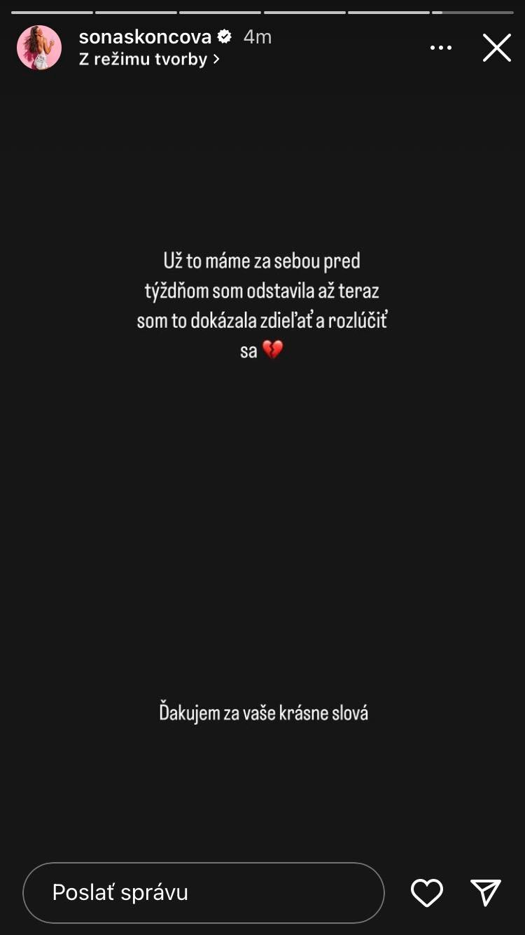 Skoncová sa podelila s insta svetom.