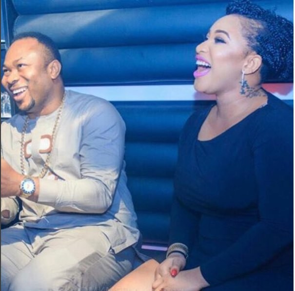 Tonto Dikeh and former husband, Churchill Olakunle Oladunni at her surprise birthday party when they were still married 