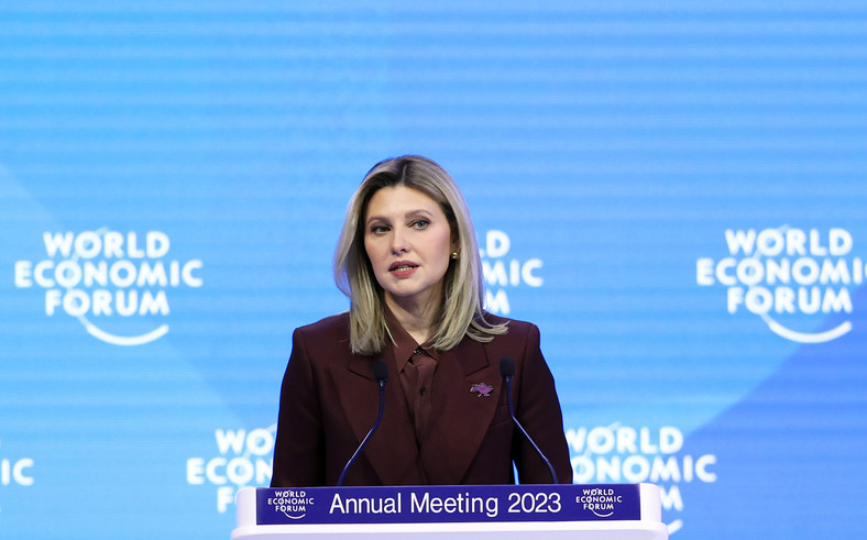 Ołena Zełenska na Światowym Forum Ekonomicznym w Davos w 2023 r. 