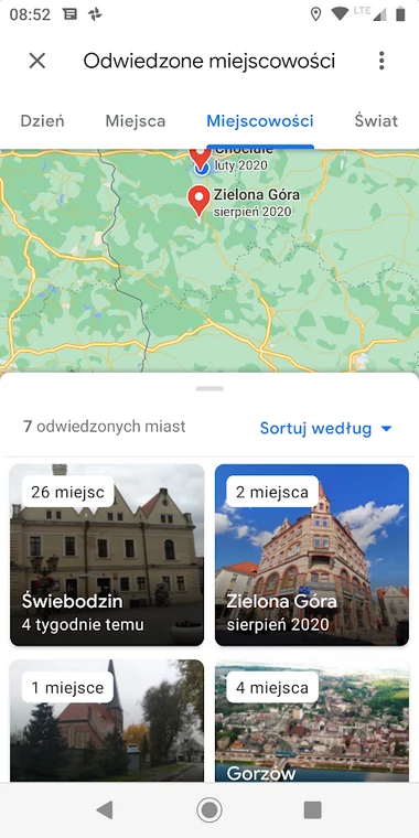 Mapy Google - oś czasu