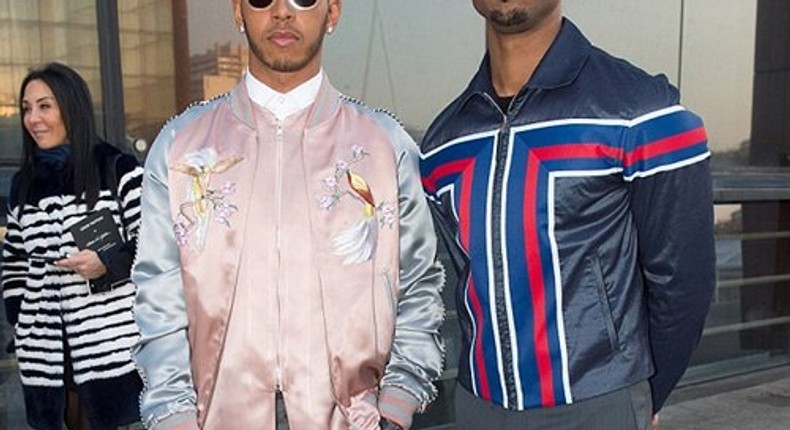 Michael B. Jordan and Lewis Hamilton at Louis Vuitton show