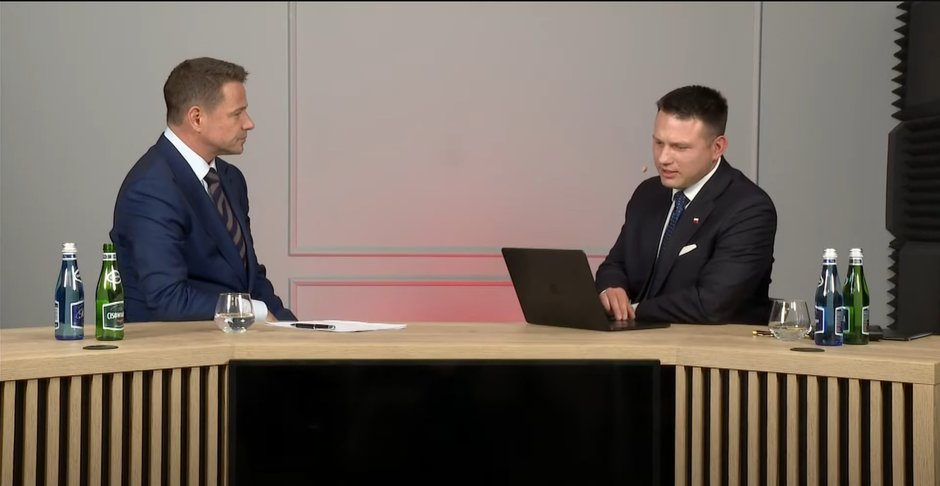 Rafał Trzaskowski na rozmowie ze Sławomirem Mentzenem