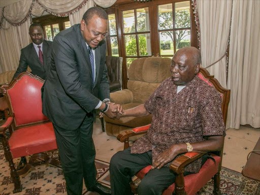 President Uhuru Kenyatta when he visited retired president Daniel Moi