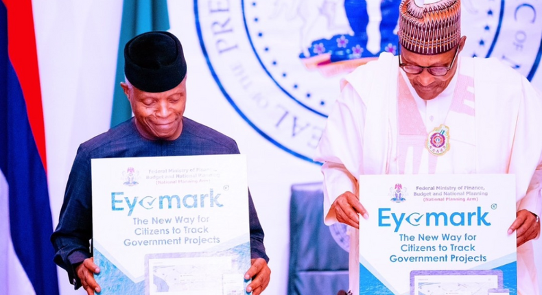 Buhari inaugurates Eyemark to empower citizens to monitor capital projects in realtime. [Twitter:Stephen Angbulu]