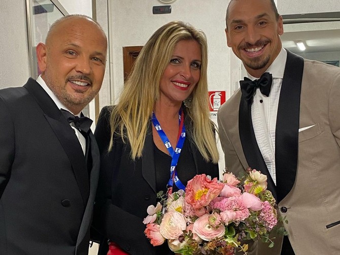 Arijana Rapaćoni Mihajlović sa Sinišom Mihajlovićem i Zlatanom Ibrahimovićem