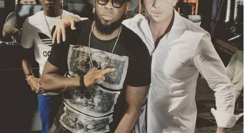 Timaya with US rapper Pitbull in Trinidad. 