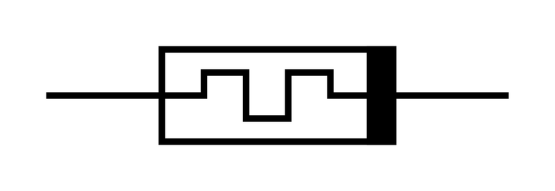 Symbol memrystora w schematach obwodów elektrycznych
