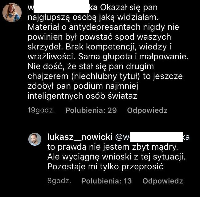 Łukasz Nowicki na Instagramie