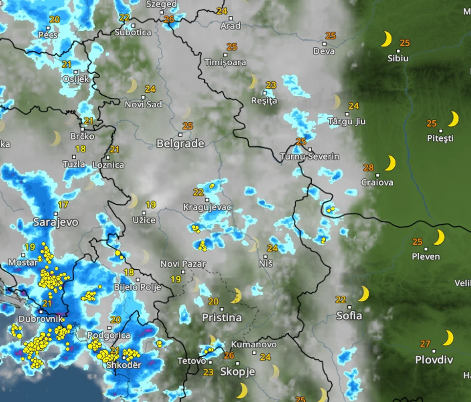 Kretanje nevremena u 20