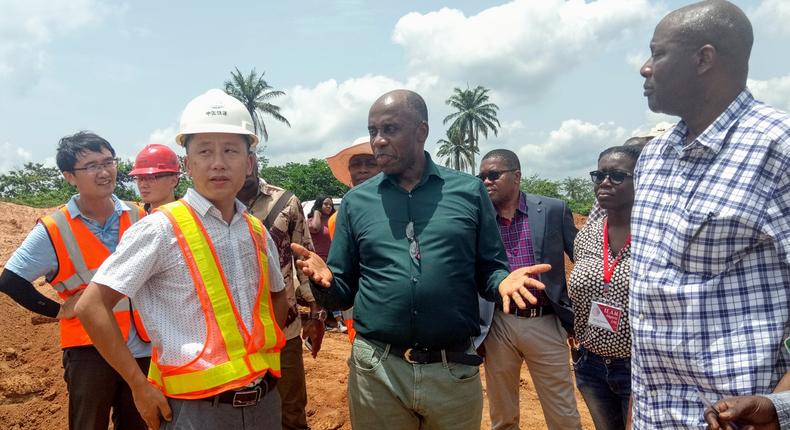 Amaechi inspecting the Abuja-Kaduna railway project (Punch)