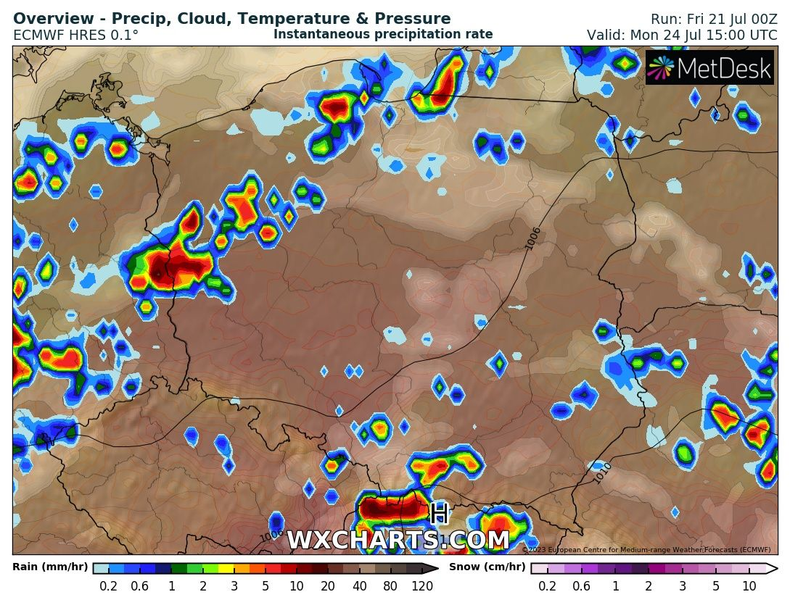 W poniedziałek czekają nas prawdopodobnie dość silne burze