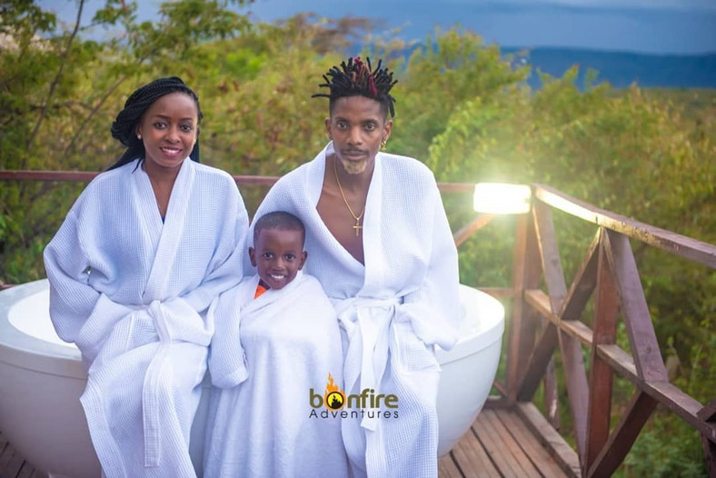 Photos of Eric Omondi on vacation with Maribe and son (Bonfire Adventures)
