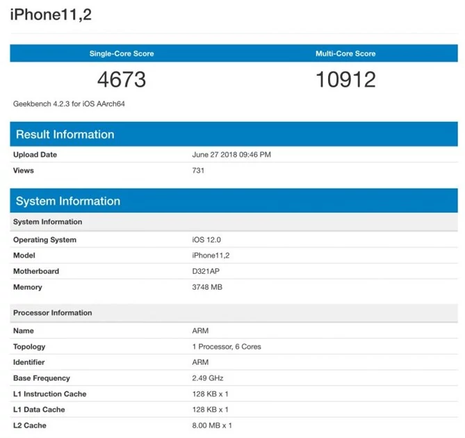 Nowy iPhone X w Geekbench