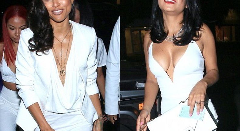 Karrueche Tran and Christina Milan at the birthday dinner