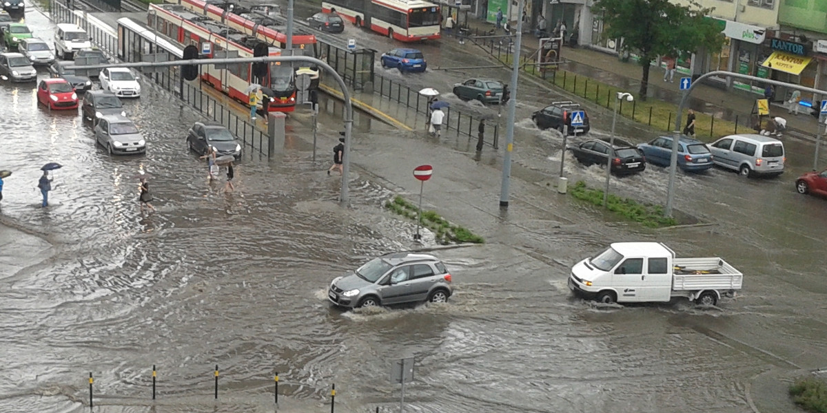 Ulewa zalała centrum Gdańska