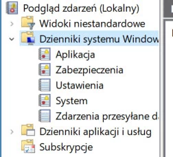 Wiele informacji zawierają Dzienniki systemu Windows