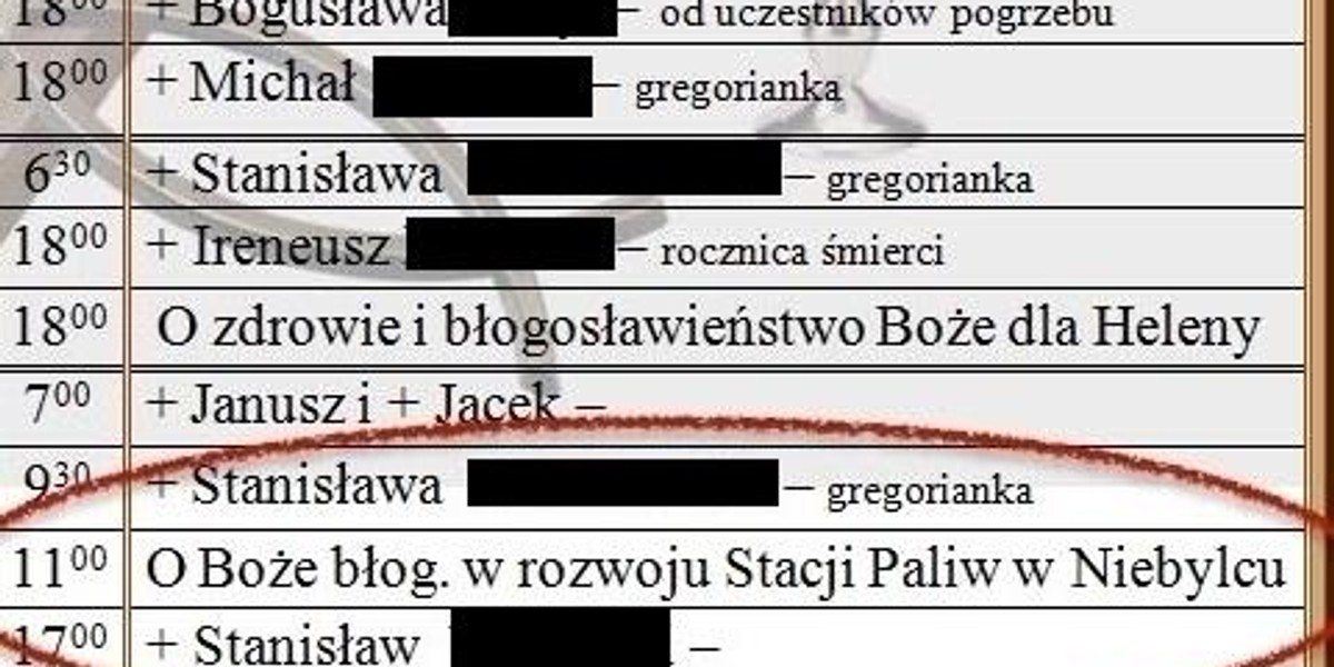 Nietypowa intencja została wymieniona w ogłoszeniach parafialnych