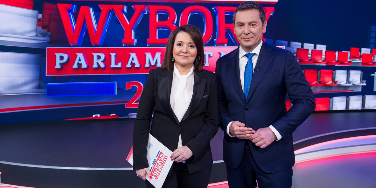 Danuta Holecka i Michał Adamczyk podczas wieczoru wyborczego w październiku 2023 r.
