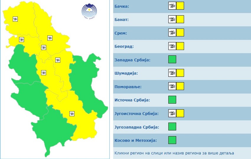 Meteoalarm 14. januar