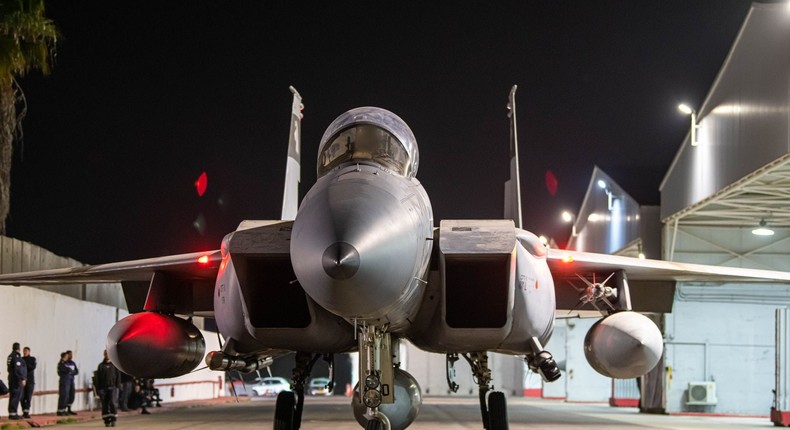 An Israeli Air Force fighter jet prepares for departure to carry out strikes in Iran.Israel Defense Forces