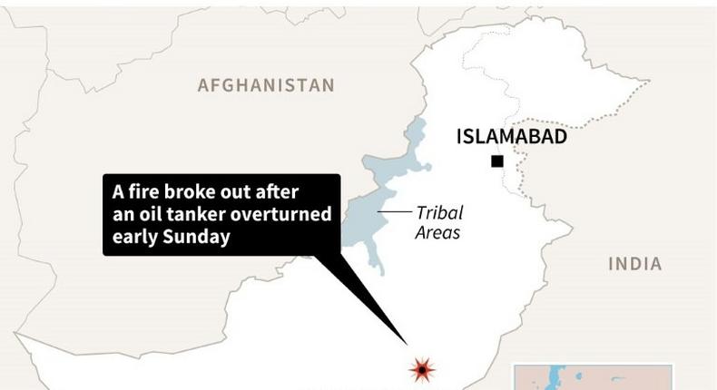 Map of Pakistan locating Ahmedpur East, site of a deadly oil tanker fire
