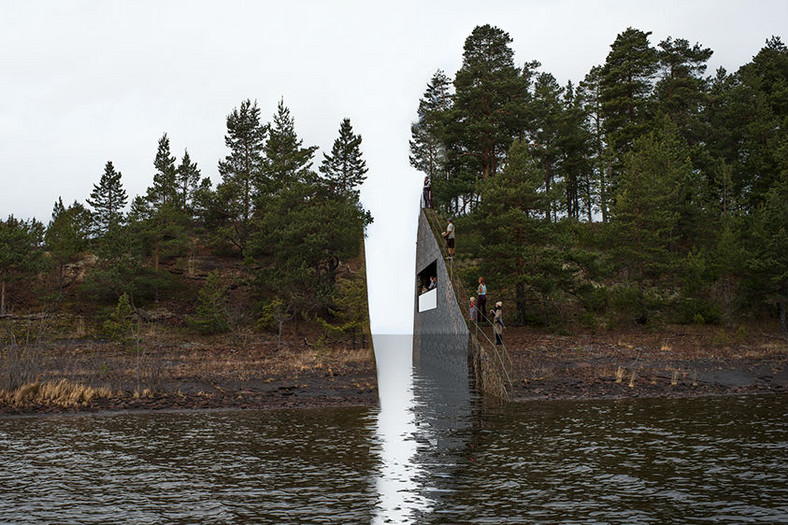 Wizualizacja pomnika ofiar Andersa Breivika na Utoyi, autorstwa Jonasa Dahlberga