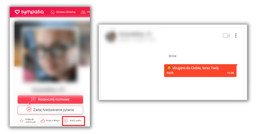 "Wyślij oczko" w Sympatia.pl