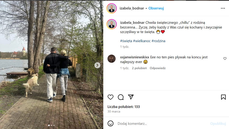 Izabela Bodnar i jej mąż Maciej strzegą jego prywatności. To ich jedyne wspólne zdjęcie, jakie dostępne jest w sieci. Źródło: Instagram