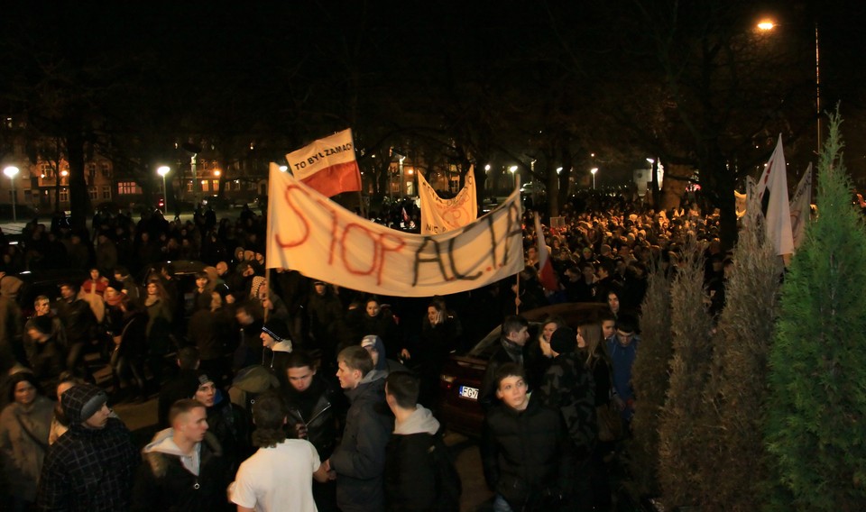 Protest przeciwko ACTA w Gorzowie Wielkopolskim