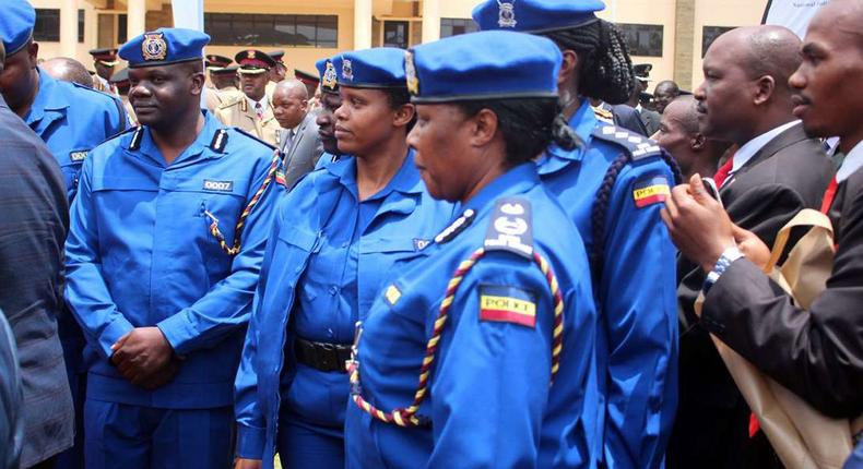 Police officers in the new uniform during the launch of the reforms for National Police Service (NPS)