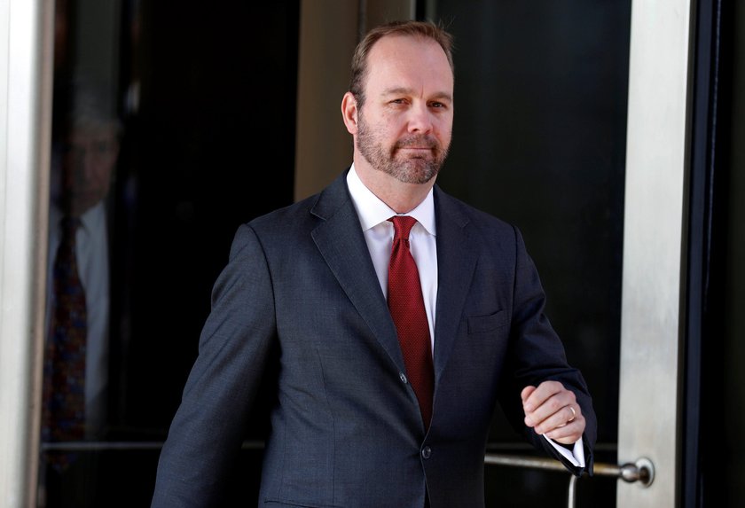 FILE PHOTO: Former Trump campaign aide Rick Gates depats after bond hearing at U.S. District Court i