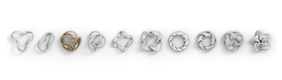 Różne kształty biżuterii generowane przez kod