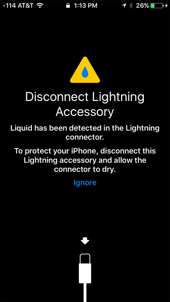 Tak iOS 10 ostrzega przed wodą w porcie Lightning