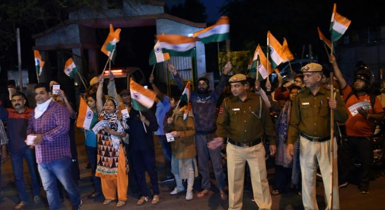 Celebrations outside the gates of Tihar Jail in New Delhi marked the execution of four men convicted of the 2012 gang-rape and murder of a student