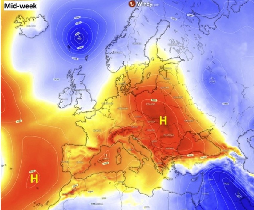 Mapa za sredinu ove nedelju