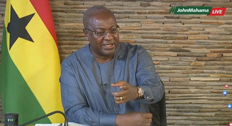 John Mahama during the live session 