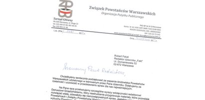 Powstańcy Warszawscy dziękują Faktowi