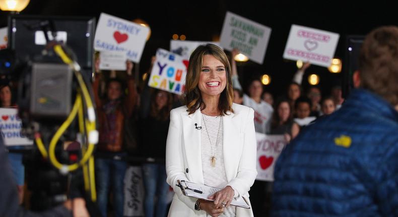 Savannah Guthrie is seen amongst crew and fans whilst hosting NBC's