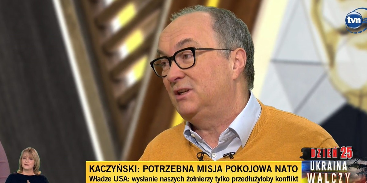 Włodzimierz Czarzasty z Lewicy w programie "Kawa na ławę" TVN24. 