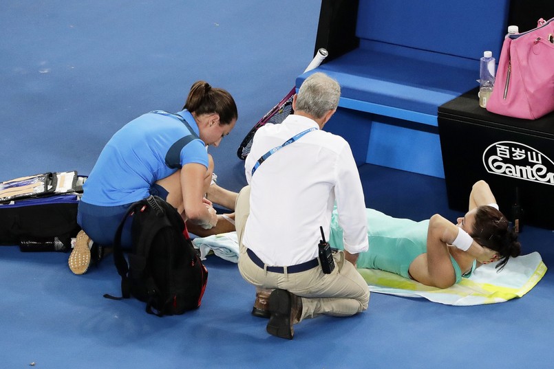 Ze względu na przedłużającą się rywalizację we wcześniejszych spotkaniach na Margaret Court Arena - drugim co do wielkości obiekcie kompleksu, na którym rozgrywane są mecze Australian Open - 35. w rankingu WTA Radwańska i 88. w tym zestawieniu Hsieh pojedynek rozpoczęły dopiero ok. południa czasu polskiego, czyli o godz. 22 czasu miejscowego.