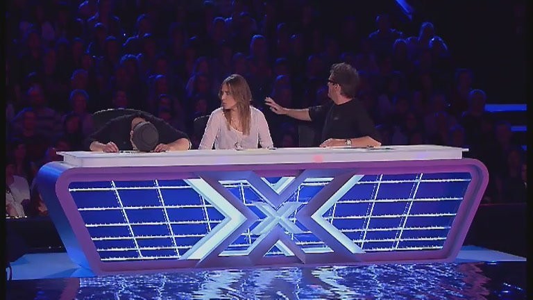 Czesław Mozil, Maja Sablewska i Kuba Wojewódzki na planie programu "X Factor"