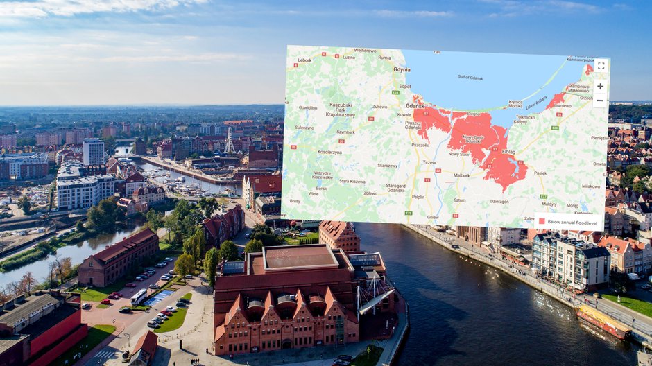 Gdańsk i 50 innych miast na świecie może zniknąć pod wodą (fot. Climate Central)