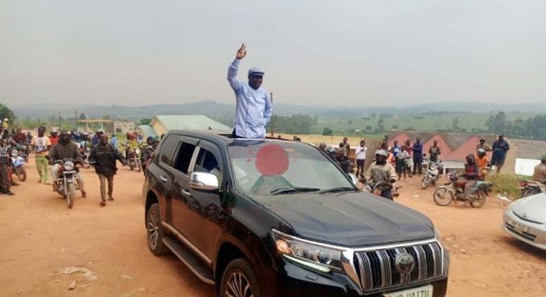 Hon Francis Mwijukye was welcomed by supporters in Buhweju