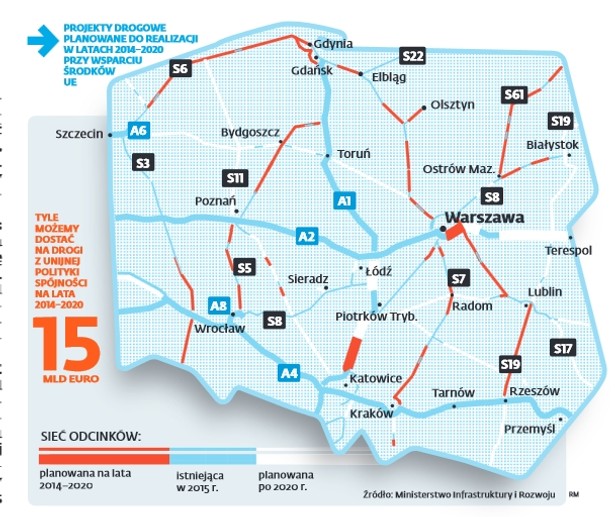 Projekty drogowe realizowane w latach 2014-2020 z funduszy UE