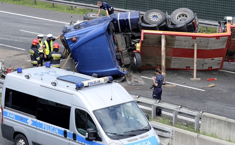 Wypadek na autostradzie A4 w Zabrzu
